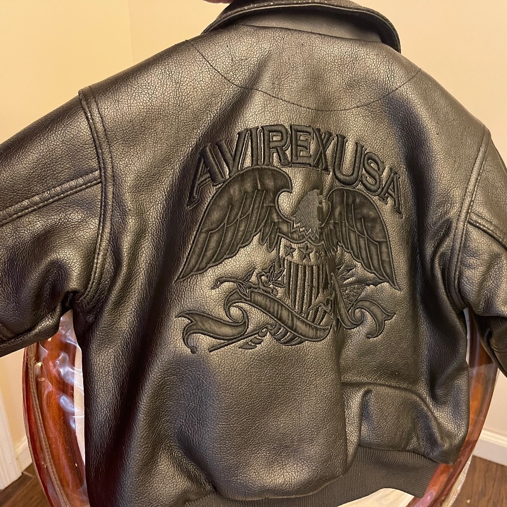 Avirex Kids Leather Jacket in Black